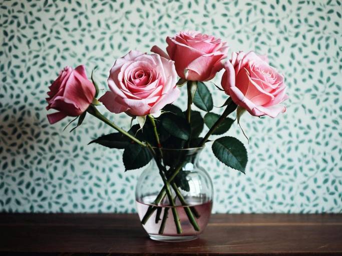 Pretty Pink Roses in a Vase