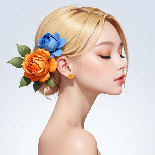 Realistic Portrait of a Girl with Flowers
