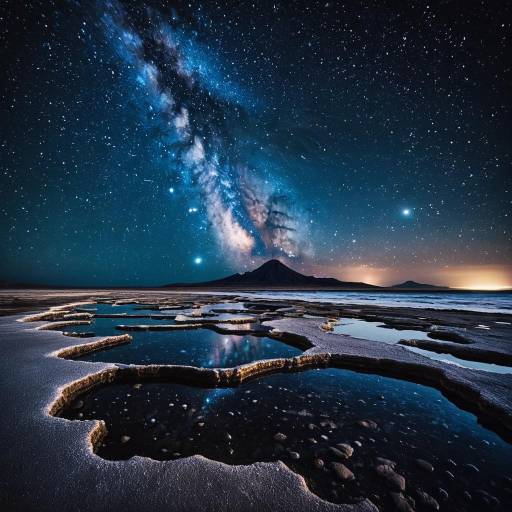 Mystical Night Sky Over Tranquil Beach Mystical Night Sky Over Tranquil Beach