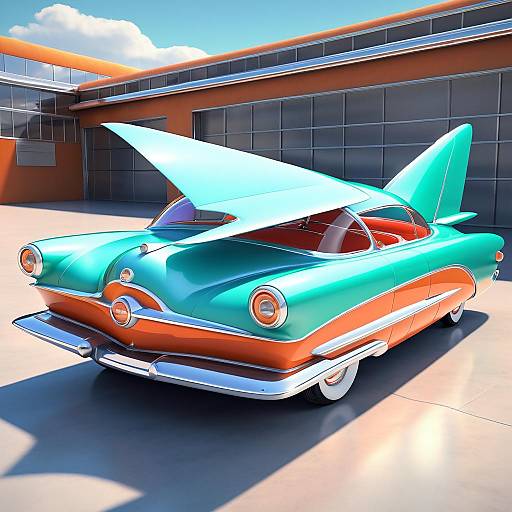 Retro 1950s Futuristic Flying Car