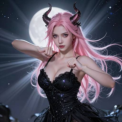 Evil Night Warrior with Pink Hair