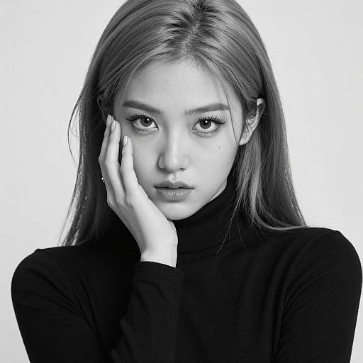 Black and White Portrait of Young Woman