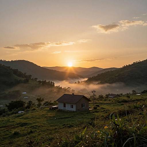 Cinematic Sunset Rural Landscape Closeup