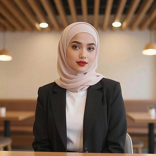 Elegant Woman in Modern Warm Interior