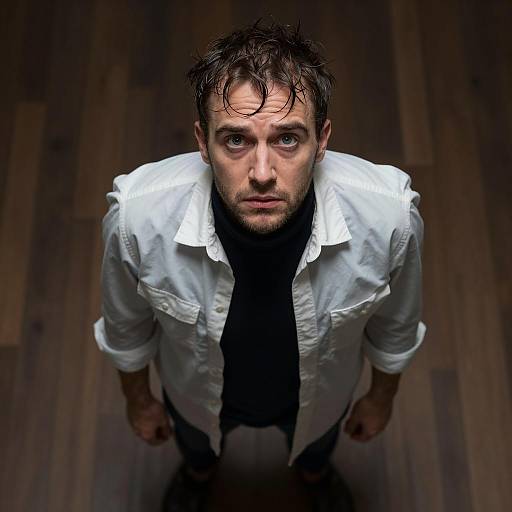 Concerned Man in Dim Light Portrait