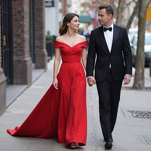 Elegant Couple Walking in City