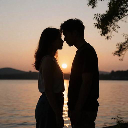 Romantic Silhouette by the Lake
