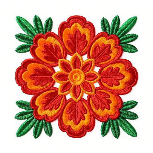 Vibrant Mexican Otomi Flower Embroidery