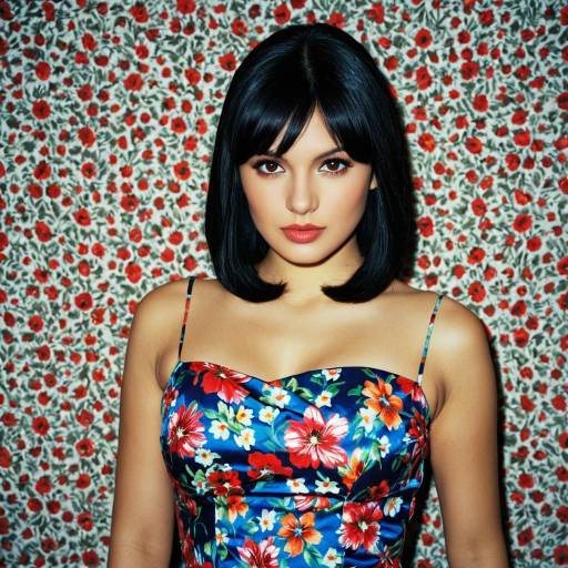 Woman in Floral Dress with Black Hair