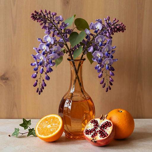 Translucent Amber Decanter with Blooms