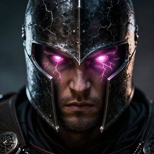 Fantasy Warrior with Glowing Magical Eyes