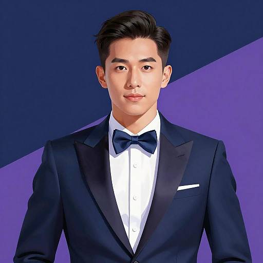 Confident Young Man in Tuxedo Illustration
