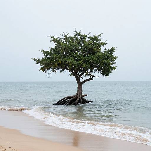Solitary Island Serenity with Tree