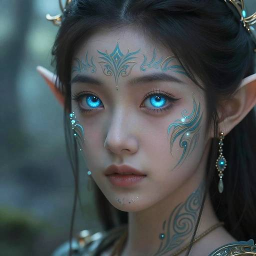 Fantasy Elf with Glowing Blue Eyes