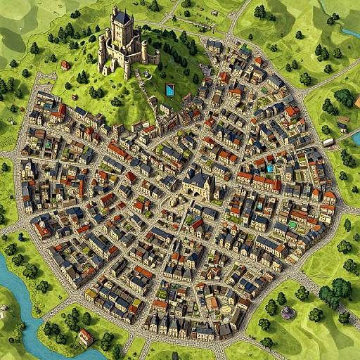 Intricately Detailed Fantasy City Map