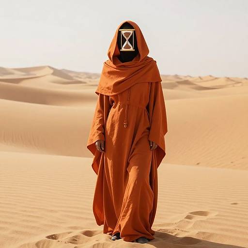Nomad in Golden Desert with Hourglass Mask