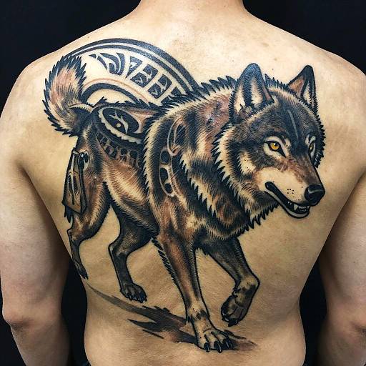 Wolf Pack Hunting Back Tattoo