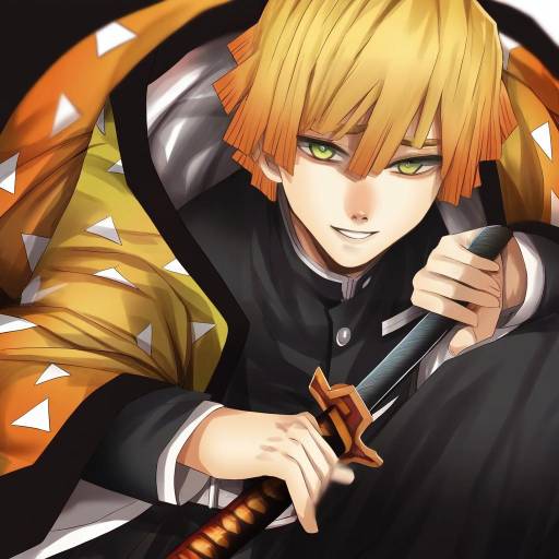 Illustration of Agatsuma zenitsu, kimetsu no yaiba in the style of Hoshi san 3