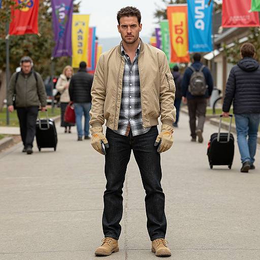 Confident Man in Urban Workwear