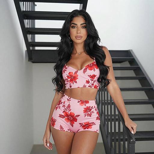 Confident Woman in Floral Outfit