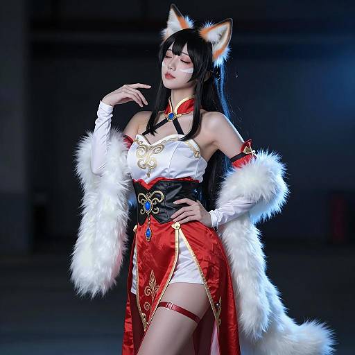 Cosplaying Fox Character in Elegant Attire