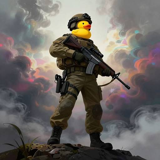 Dramatic Teddy Bear Soldier Illustration