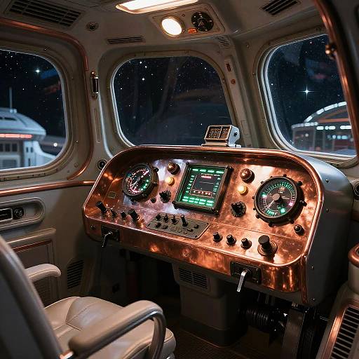 Raypunk Retro Spaceship Cockpit Interior