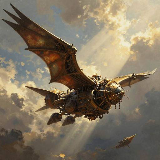 Majestic Steampunk Organic Flying Machine