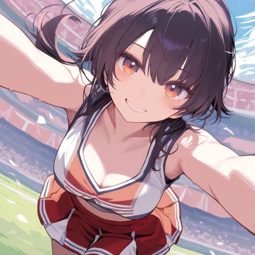 Dynamic Cheerleader in Action Pose