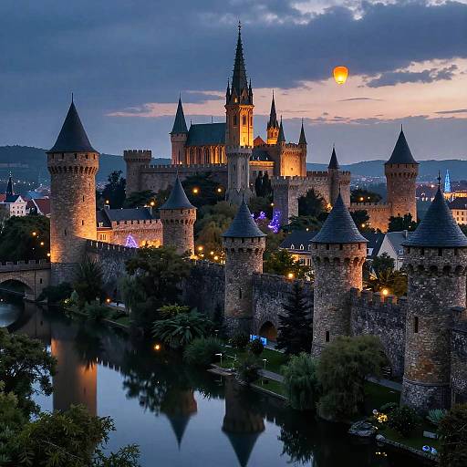 Enchanted Medieval Cityscape at Dusk