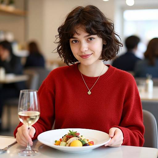 Cozy Café Portrait with Colorful Dish
