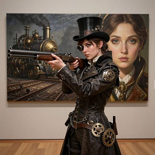 Steampunk Huntress in Hyperrealistic Art