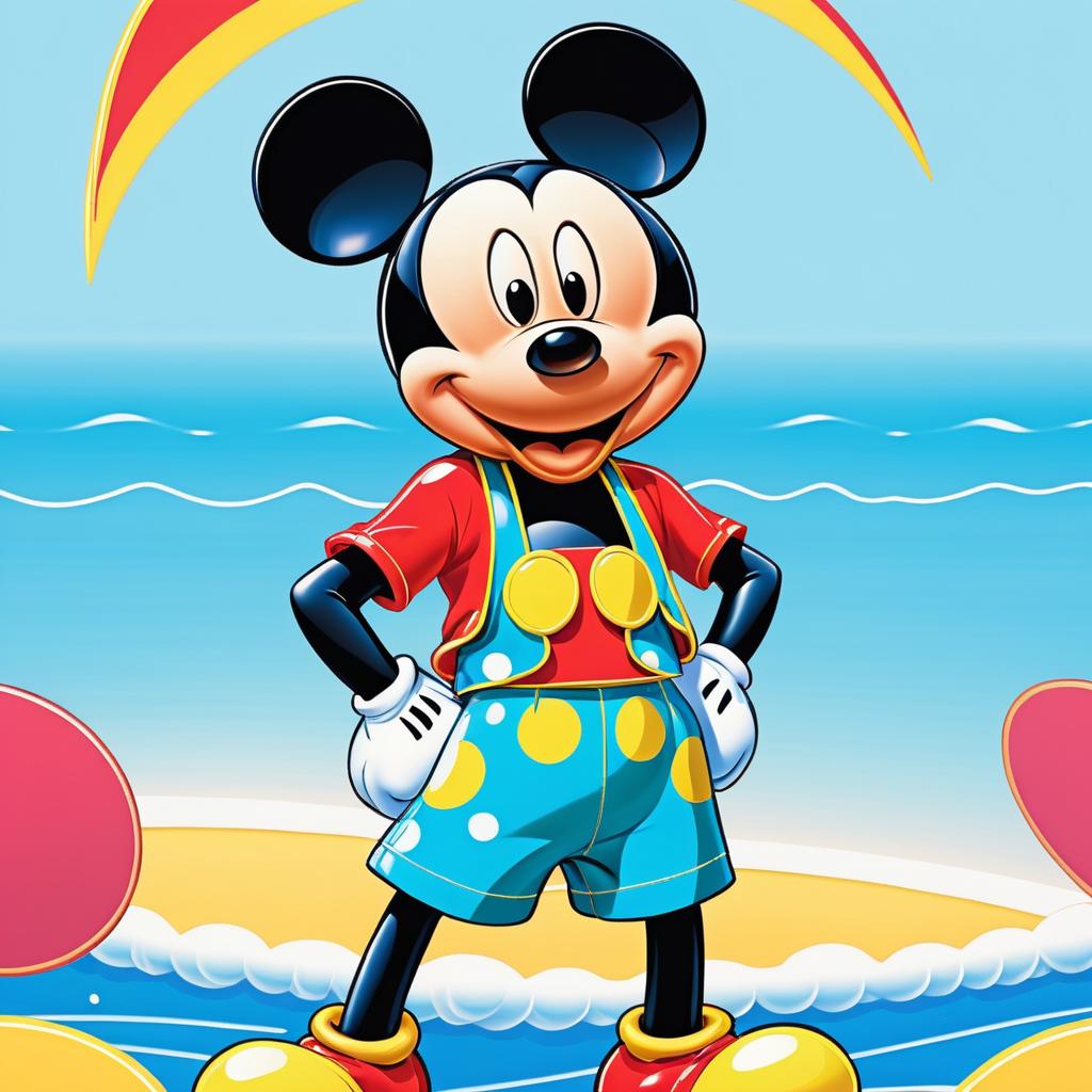 Mickey Mouse in a Colorful Swimsuit