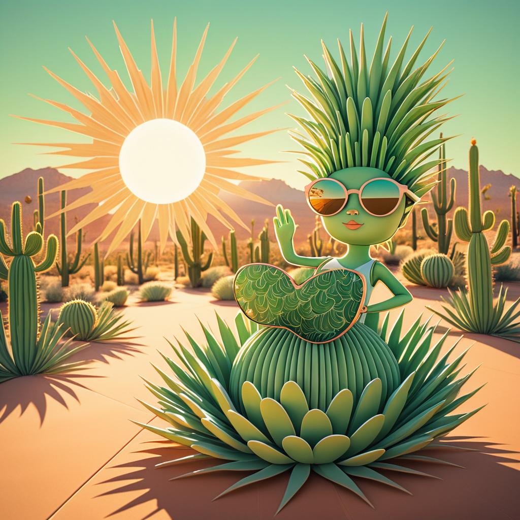 Whimsical Dancing Cactus in the Desert