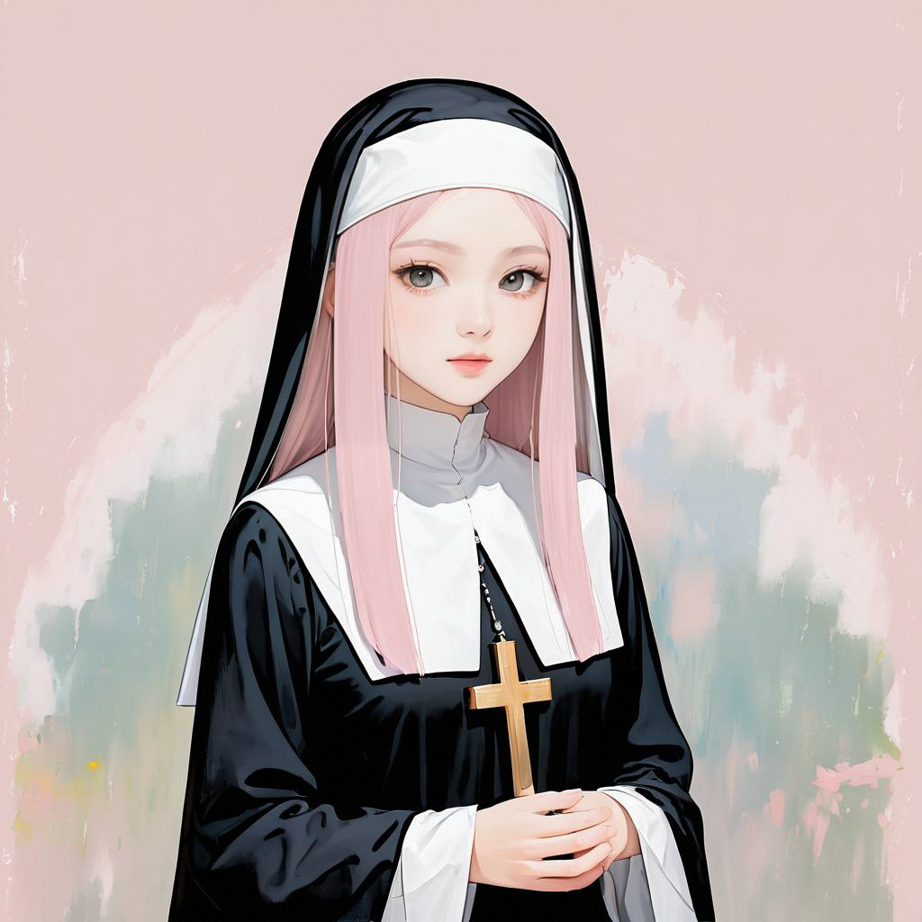 Whimsical Portrait of a Young Nun