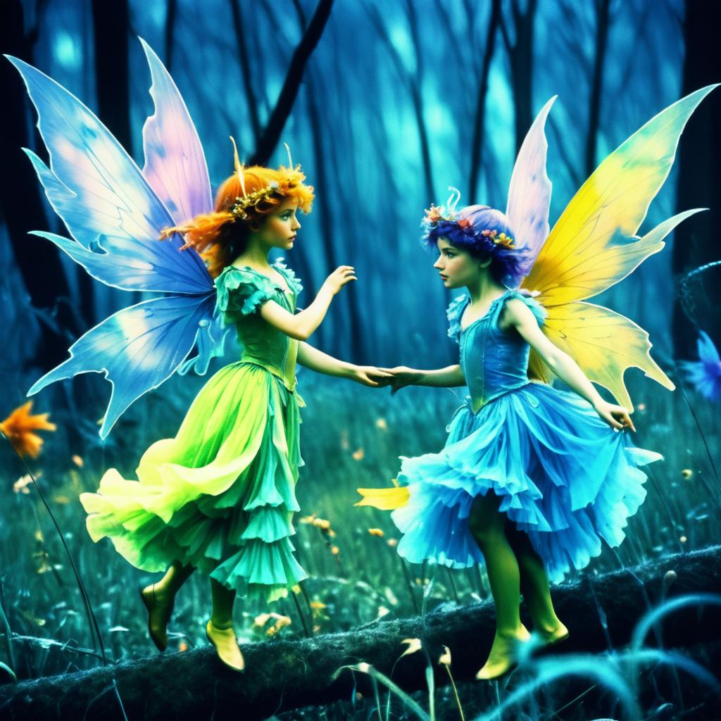 Vibrant Fairies in Retro Film Style