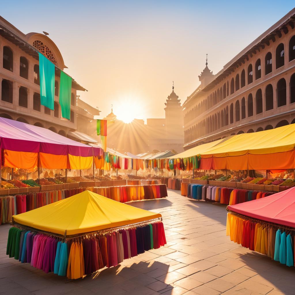 Vibrant Market Square at Sunset