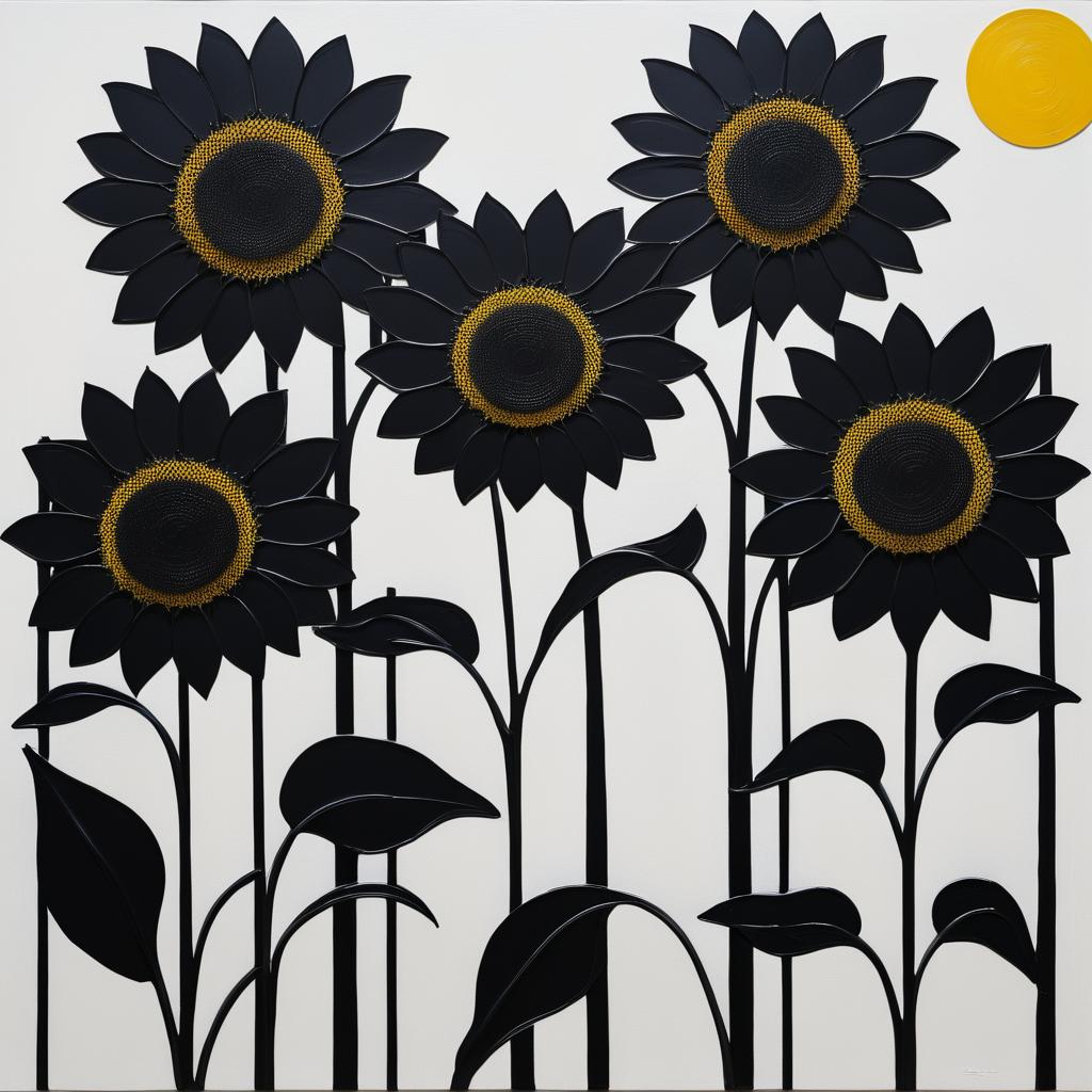 Neoplastic Black Sunflowers Inspired by Mondrian