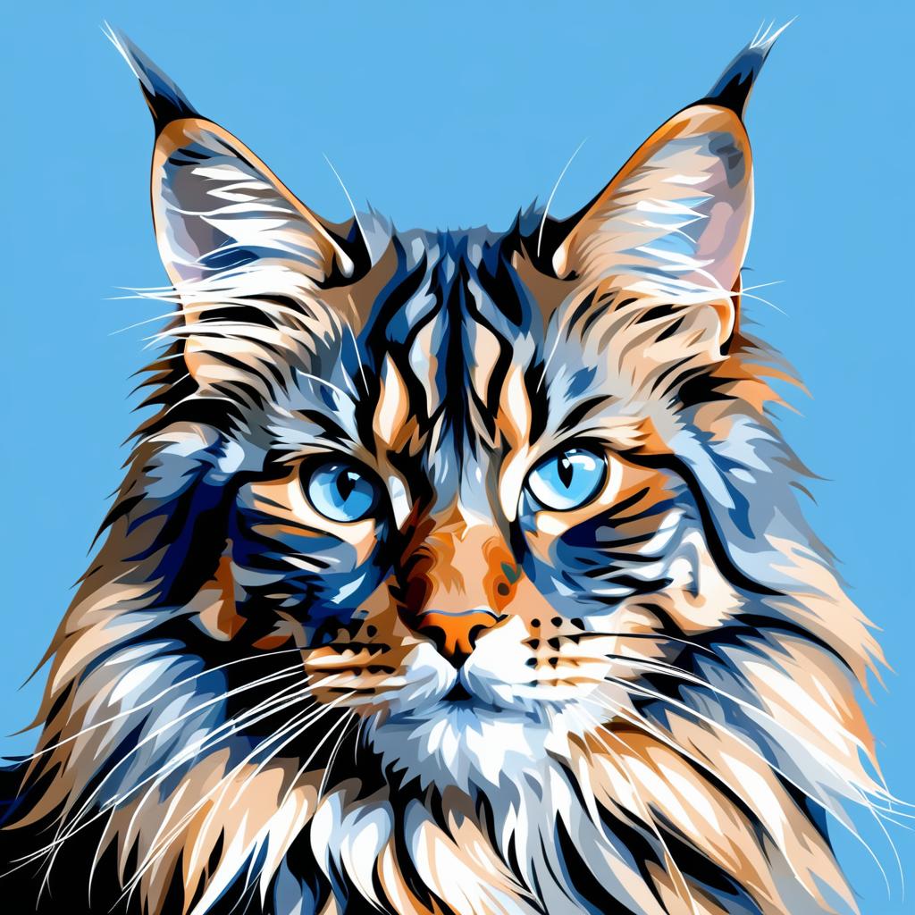 Lifelike Maine Coon Cat Portrait