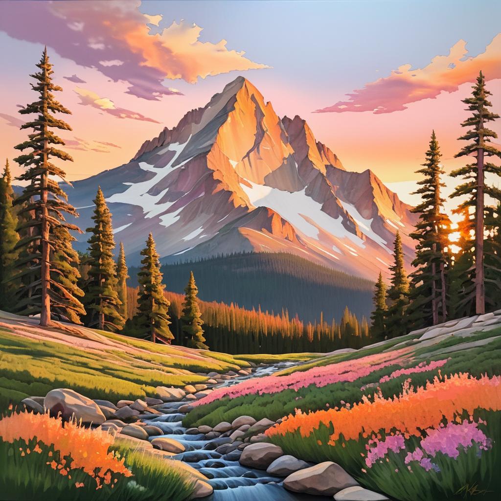 Serene Rocky Mountain Sunset Landscape