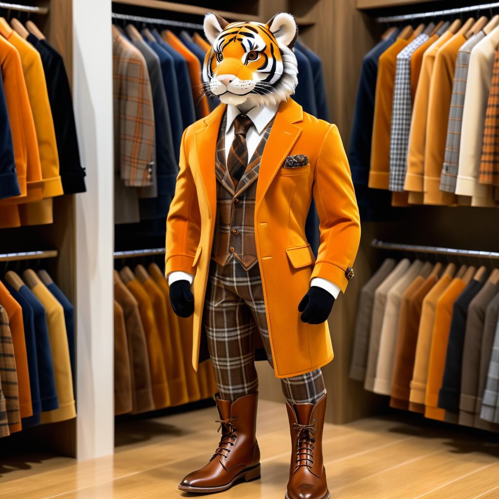 Sophisticated Tiger in Corduroy Fashion