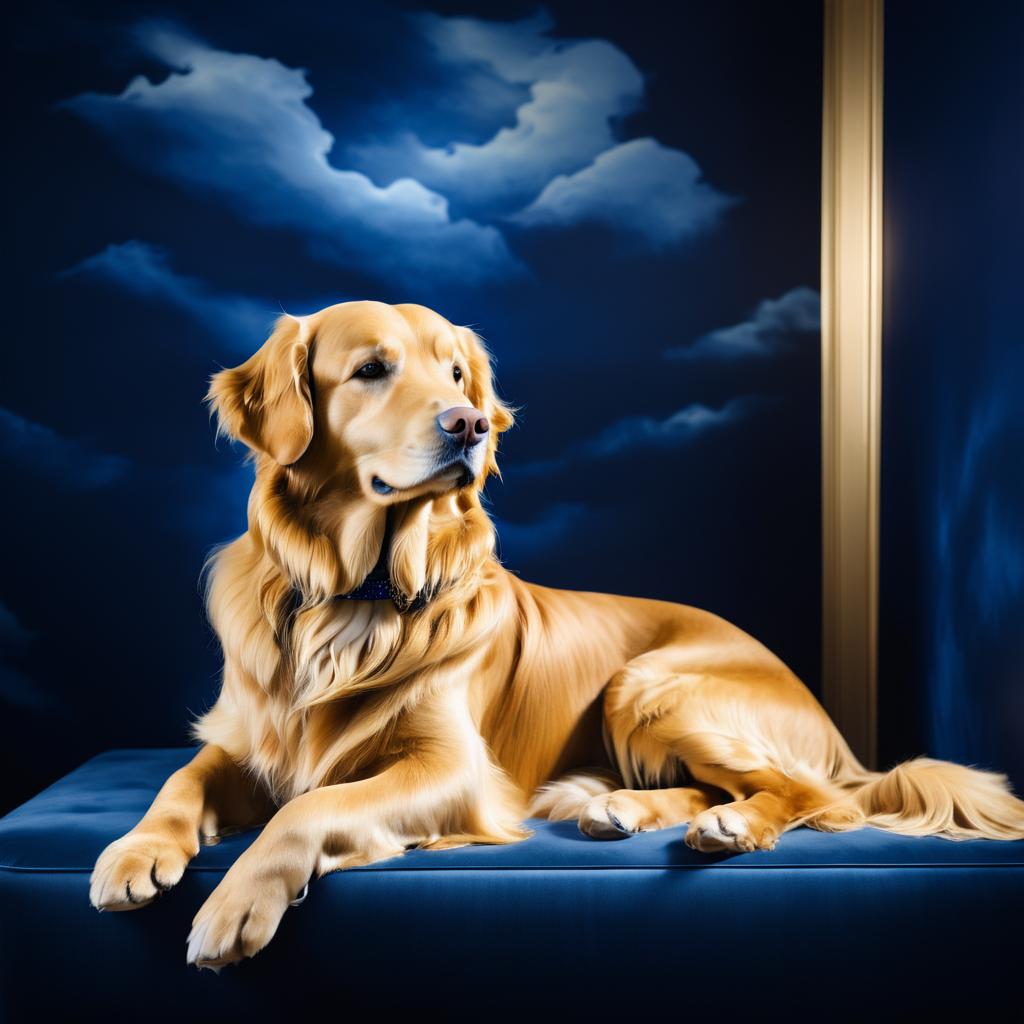 Regal Golden Retriever Mural Portrait