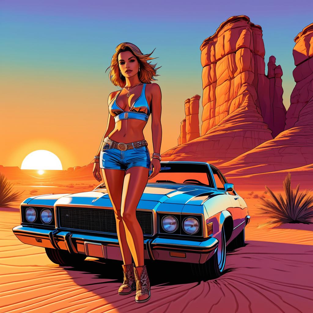 GTA Style Sunset with Hot Girl