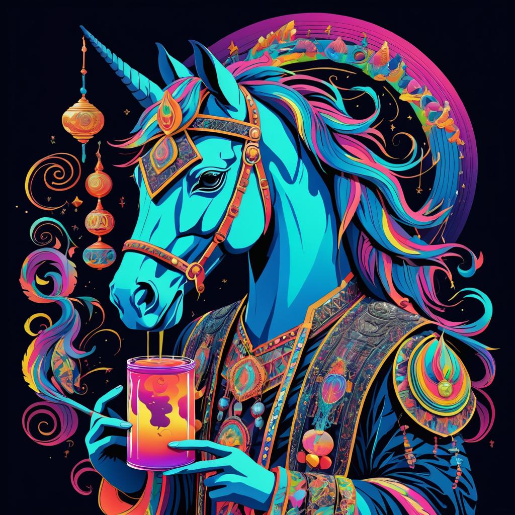 Psychedelic Anime Horse with Concoctions