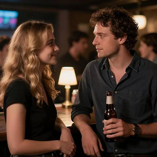 Couple at Bar Holding Hands