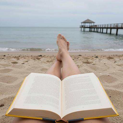 Reading on the Beach by the Pier