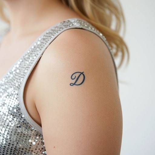 Photograph of a woman's shoulder, wearing a silver sequined dress, with a small black 