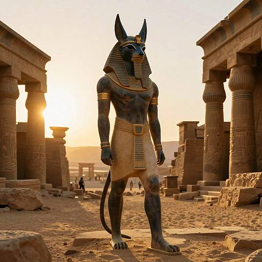 Half Man Half Jackal in Egyptian Ruins