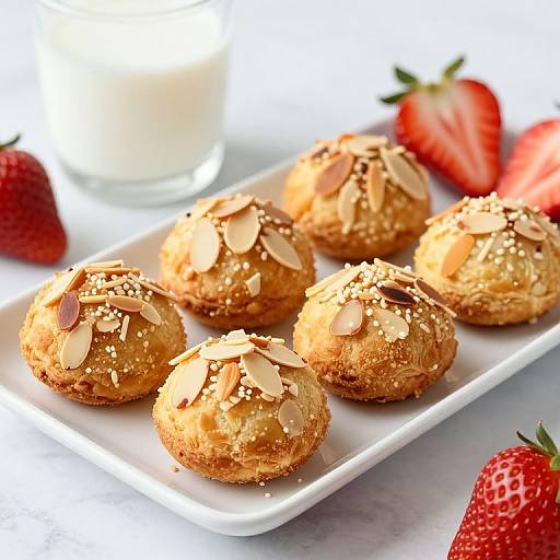 Golden French Almond Cakes with Strawberries