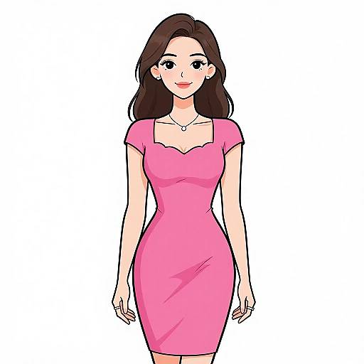 Chic Woman in Hot Pink Dress